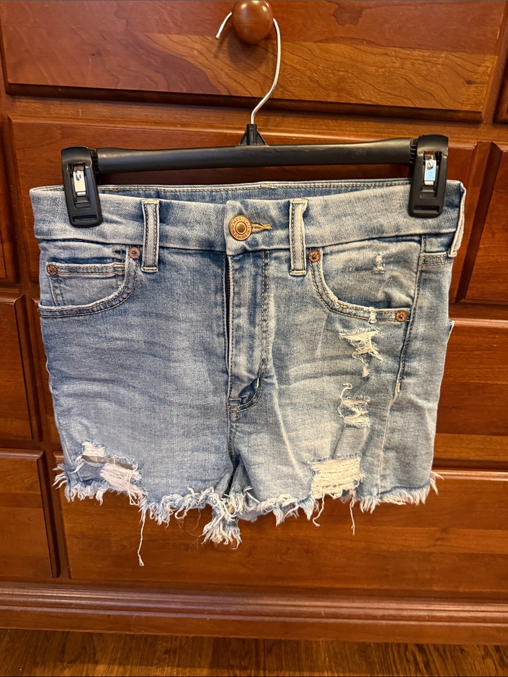 American Eagle Light Wash Distressed Denim Shorts